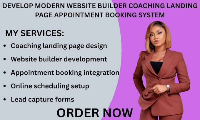 develop modern website builder coaching landing page appointment booking system