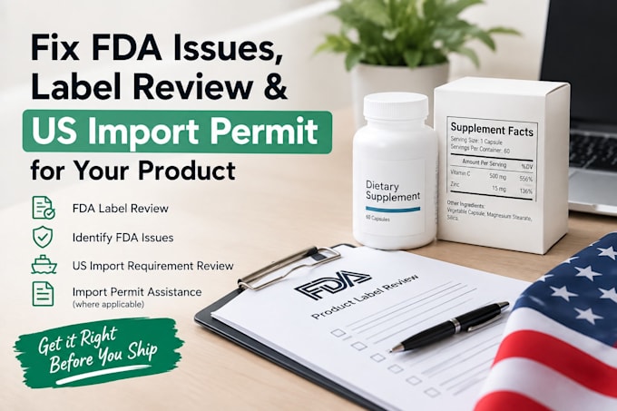 fix fda issues, label review, us import permit for product