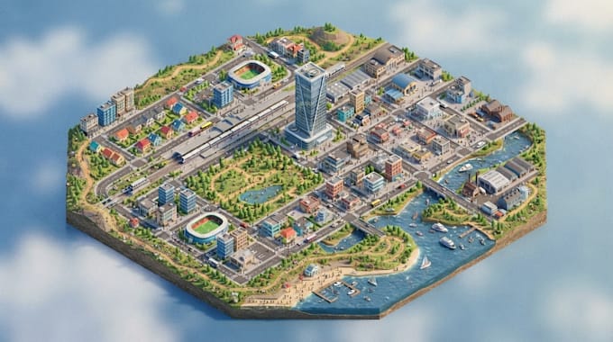 design 3d isometric map, resort map, hotel map and property map