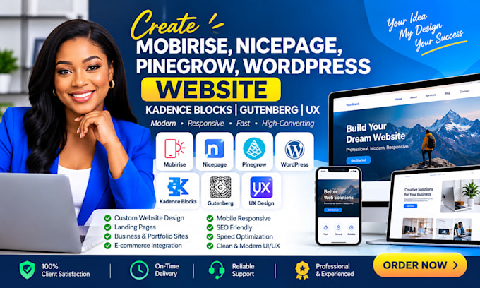 create mobirise nicepage pinegrow wordpress website kadence blocks gutenberg ux