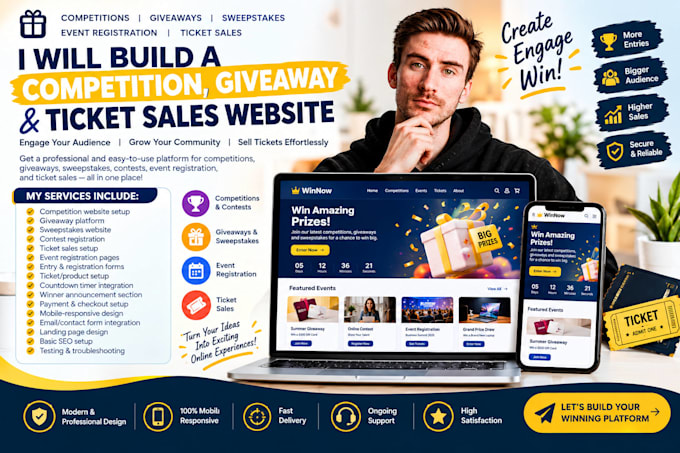build competition, giveaway and ticket sales website