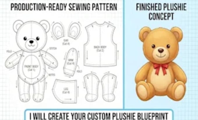 create a factory ready plushie tech pack and sewing spec sheet