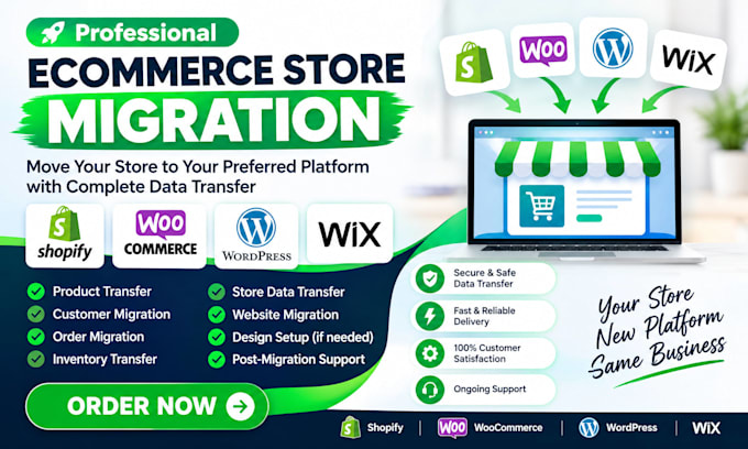 migrate your shopify store woocommerce wordpress wix with complete data transfer