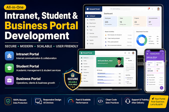 build a secure custom web portal, intranet or student portal