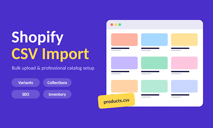 do shopify CSV import bulk product upload listing and professional catalog setup