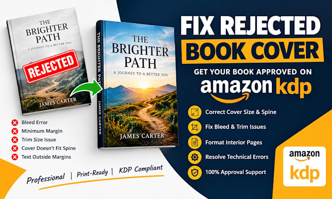fix rejected book cover, resize book cover for amazon kdp book formating