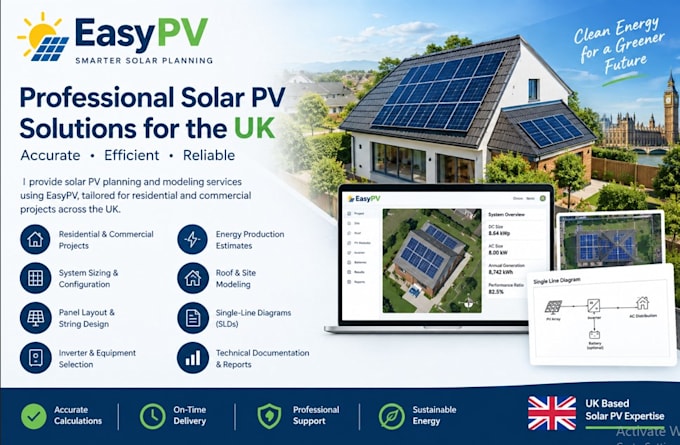 design UK residential and commercial solar pv systems using easypv