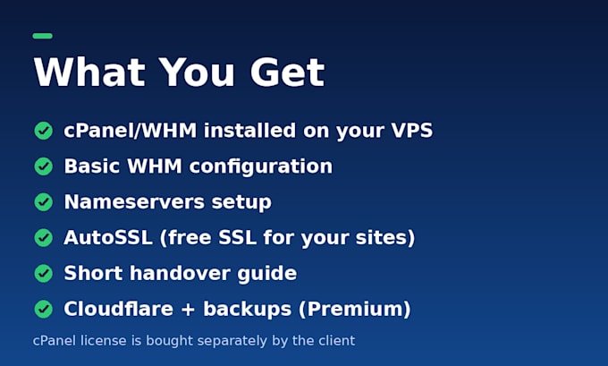 set up cpanel whm on your digitalocean or linux vps