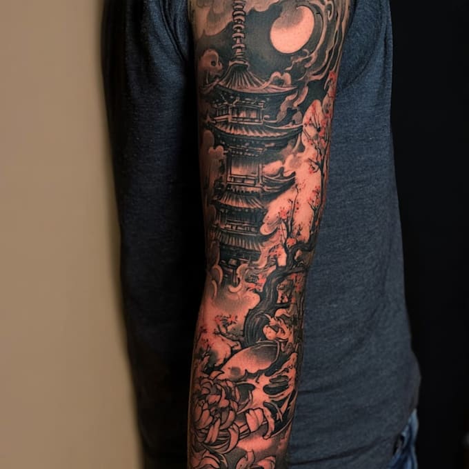 create anime style japanese tattoo design