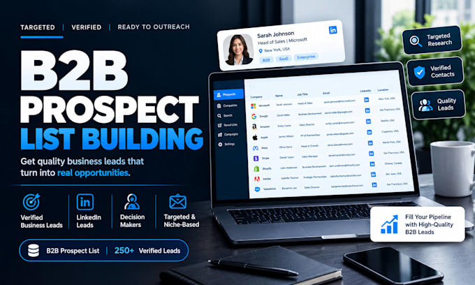 build targeted b2b prospect lists, business leads and linkedin leads