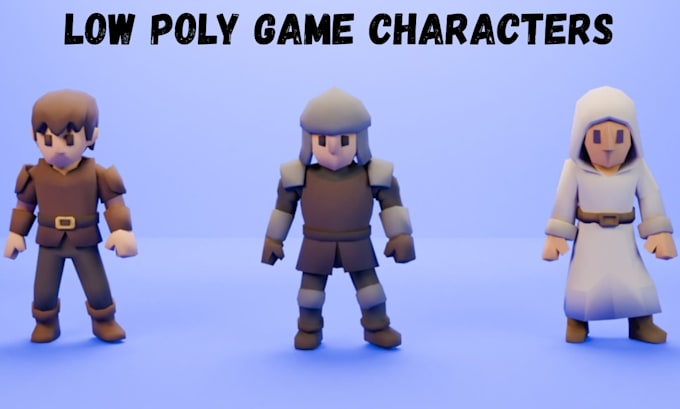 create low poly 3d characters game ready assets props for games and rigging