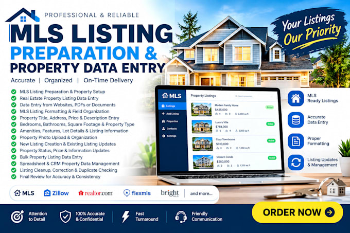 mls listing preparation data entry property listing formatting update management