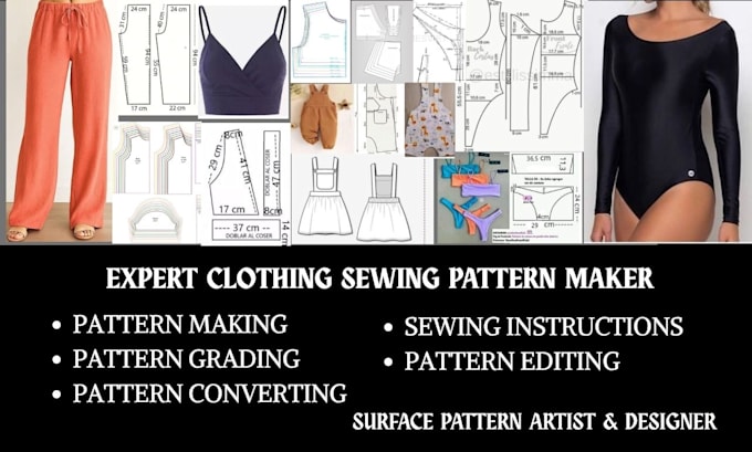 create digital sewing pattern,pattern grading for any garments in PDF and dxf