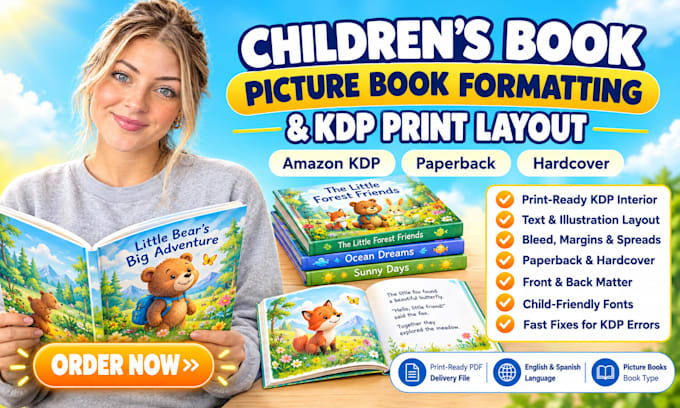 do children book formatting and picture book layout for KDP