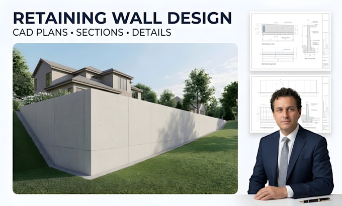 design retaining wall plans, cad drawings and construction details