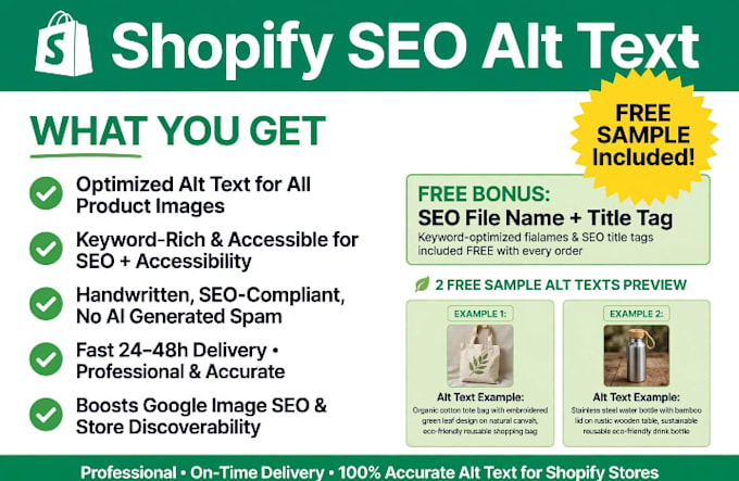 write SEO alt text for 10 shopify product images