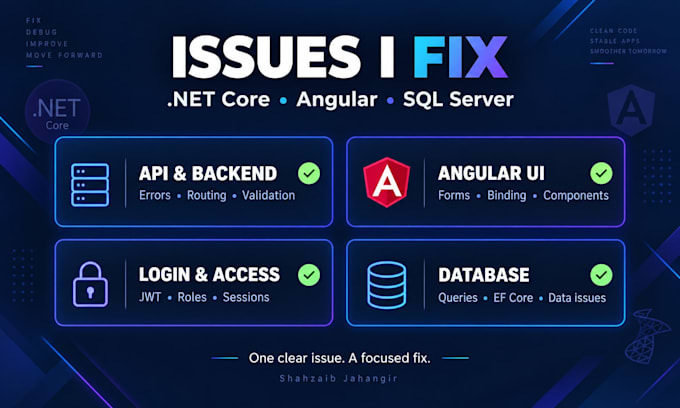fix dot net core and angular bugs and sql server errors