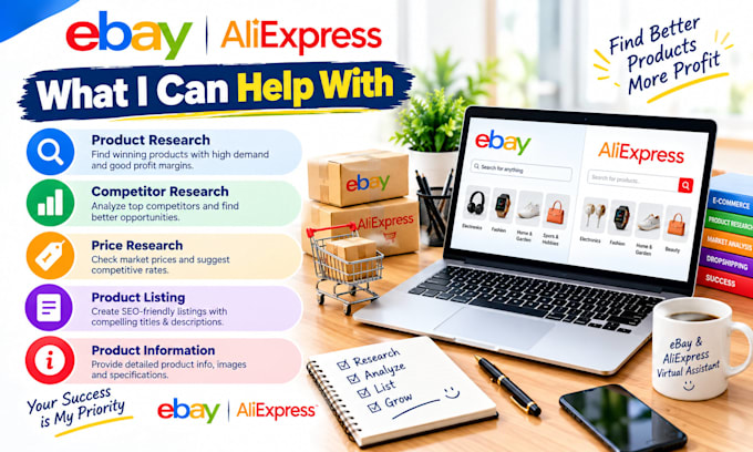 do ebay product research, product listing,