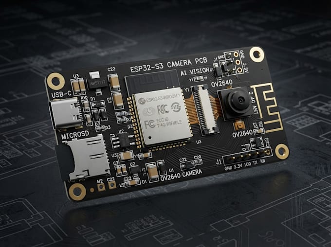 design esp32 s3 camera pcb with ov2640 microsd and ai vision processing