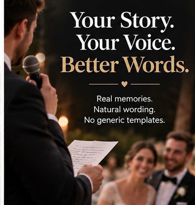 write a personalized wedding speech, vows, or toast