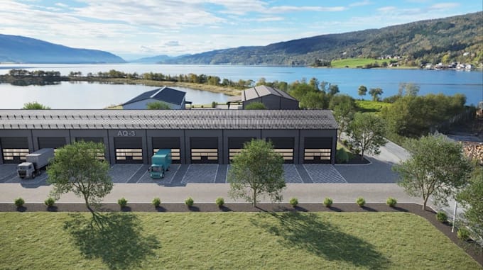 remodel warehouse commercial building,cgi exterior render,logistic center design