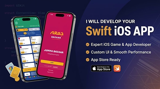 develop a custom ios app in swift and swiftui