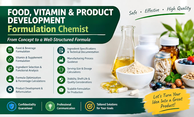 do food formulation, vitamin and product development formulation chemist
