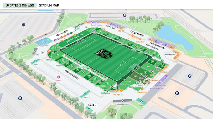 design a vector stadium map and sports complex wayfinding illustration