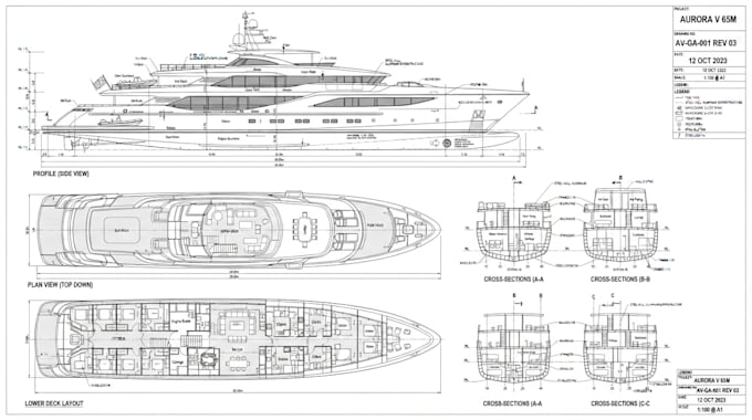create 2d and 3d boat models, marine cad and technical drawing