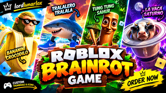 make your roblox brainrot game thumbnail or icon