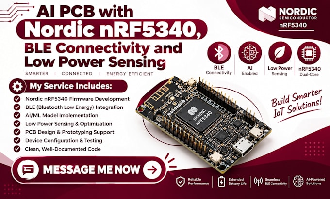 create ai pcb with nordic nrf5340, ble connectivity and low power sensing
