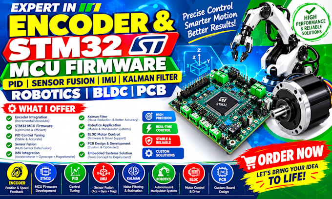 encoder stm32 mcu firmware pid sensor fusion imu kalman filter robotics bldc pcb