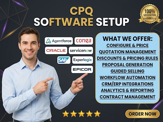 setup cpq software via agentforce conga oracle servicenow sap experlogix epicor