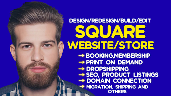 build square redesign square website design square booking membership, printful