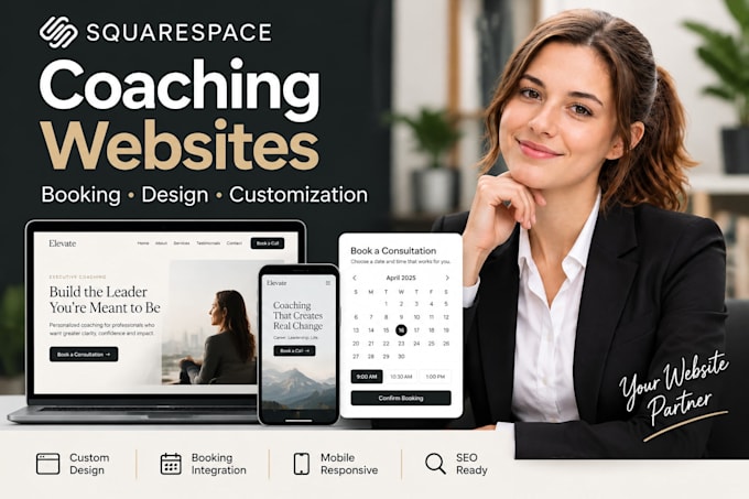 design squarespace consultant website coaching services booking website