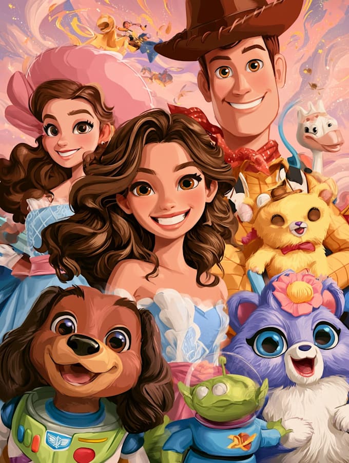 draw cartoon portrait in disney cartoon