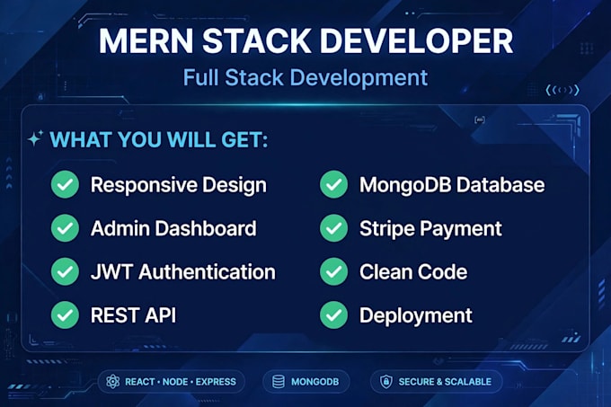 develop full stack mern website with react node mongodb