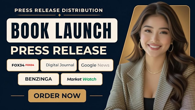 write a book launch press release, media pitch, author bio, pr headline