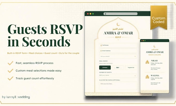 create wedding invitation website with rsvp form