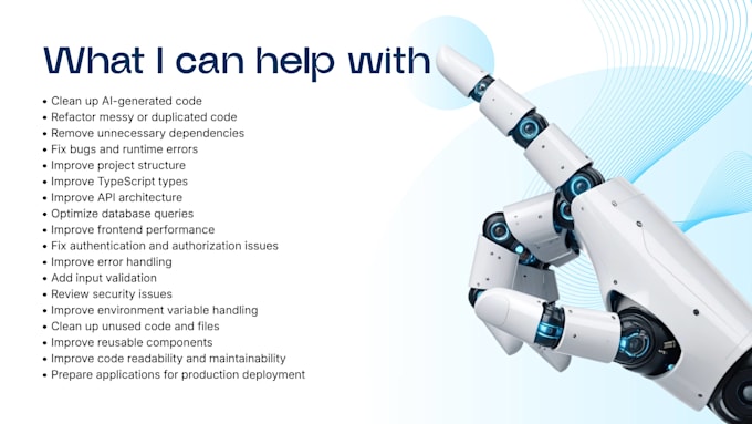 clean up and optimize ai generated codebase for production