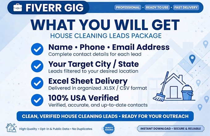 find verified US house cleaning leads with phone,email, and address