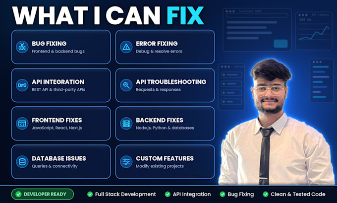 fix website bugs and errors or integrate apis