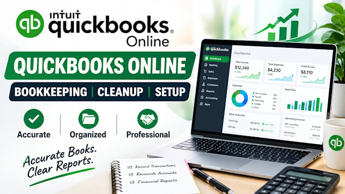 do quickbooks online bookkeeping, cleanup and setup