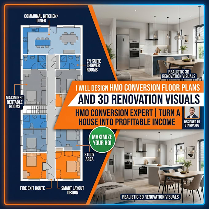 design hmo conversion floor plans and 3d renovation visuals