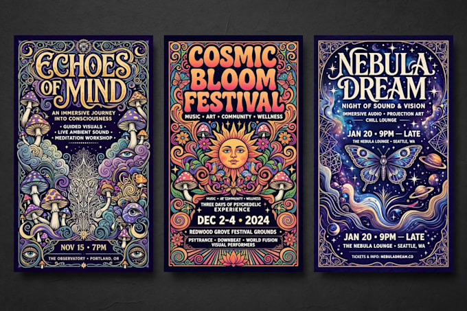 create professional psychedelic poster designs