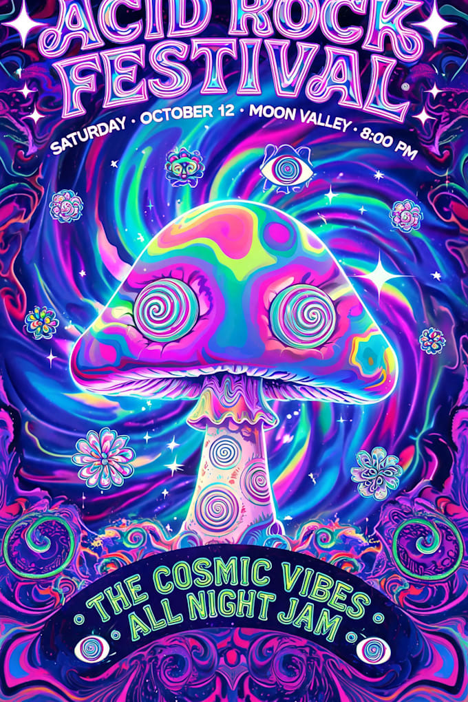 create professional psychedelic poster designs