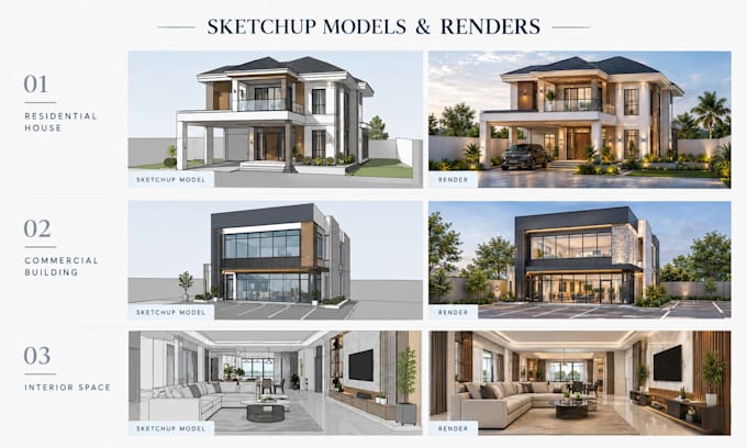 create sketchup 3d models and renders