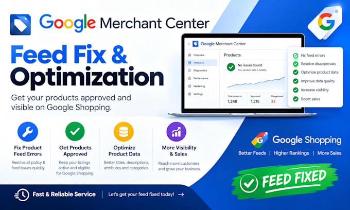 audit and fix google merchant center product feed errors