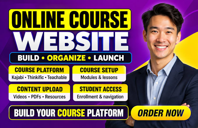 set up your online course website on kajabi thinkific, teachable