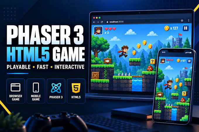 develop html5 game, browser game with phaser, javascript game, webgl game